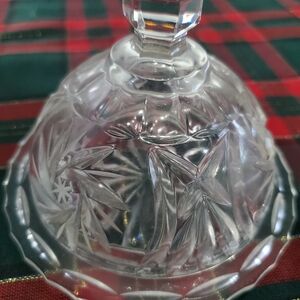 Vintage Clear Cut Crystal Pinwheel Butter Dish 6"